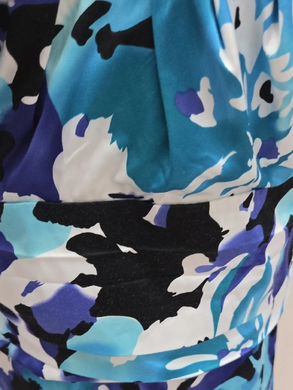 ❤️❤️❤️Bisou Bisou Turquoise Blue Black White Floral Sheath Dress - Picture 5 of 5